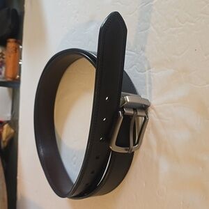 Dickies Mens Black/ Brown Reversible leather belt GUN METAL BUCKLE New Sz.1X